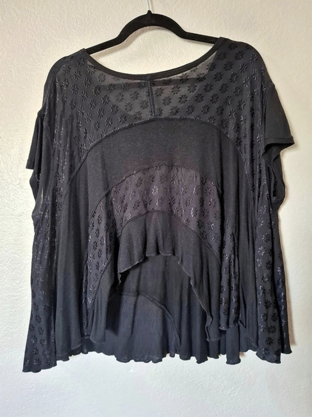 Free People Black Flowing Lace Top